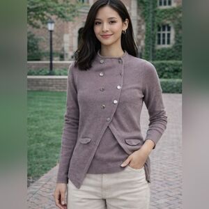 100% Cashmere Ballantyne Lavender Sweater Made In Italy (0106)